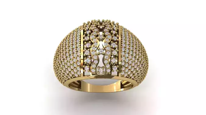 STL 3DM Print Ready Women Diamond Ring Lightweight Printable 