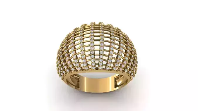 STL 3DM Print Ready Women Diamond Ring Lightweight Printable 