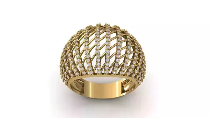 STL 3DM Print Ready Women Diamond Ring Lightweight Printable 