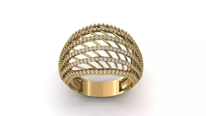 STL 3DM Print Ready Women Diamond Ring Lightweight Printable 