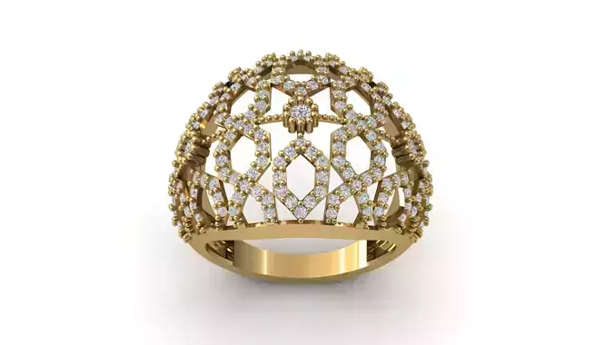 STL 3DM Print Ready Women Diamond Ring Lightweight Printable 