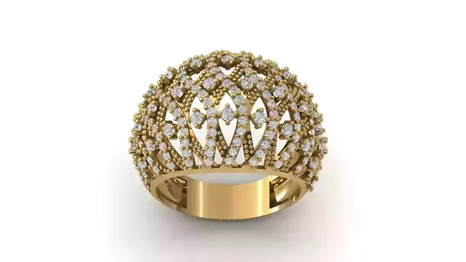 STL 3DM Print Ready Women Diamond Ring Lightweight Printable 