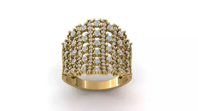 STL 3DM Print Ready Women Diamond Ring Lightweight Printable 