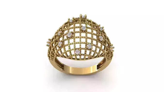 STL 3DM Print Ready Women Diamond Ring Lightweight Printable 