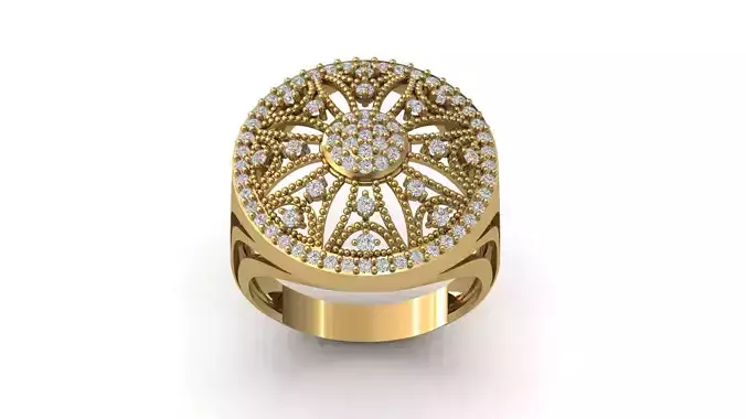 STL 3DM Print Ready Women Diamond Ring Lightweight Printable 