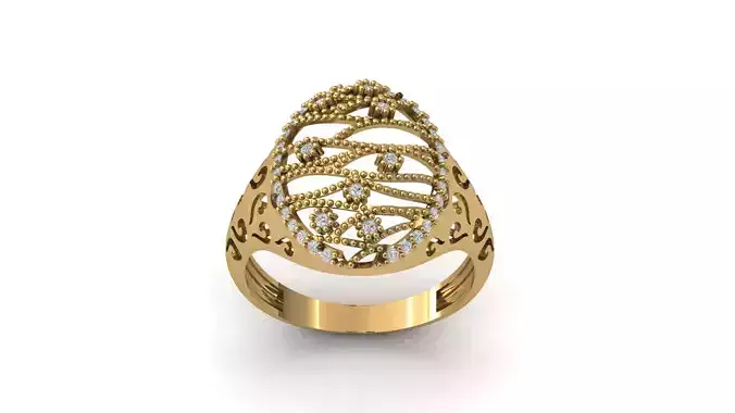 STL 3DM Print Ready Women Diamond Ring Lightweight Printable 