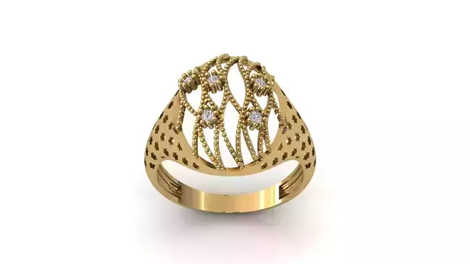 STL 3DM Print Ready Women Diamond Ring Lightweight Printable 