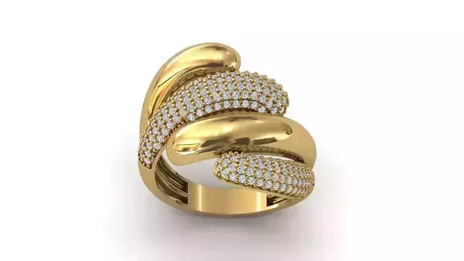 STL 3DM Print Ready Women Diamond Ring Lightweight Printable 