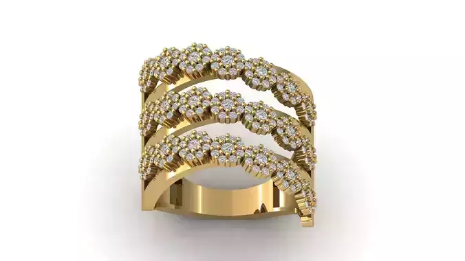 STL 3DM Print Ready Women Diamond Ring Lightweight Printable 