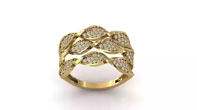 STL 3DM Print Ready Women Diamond Ring Lightweight Printable 