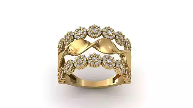 STL 3DM Print Ready Women Diamond Ring Lightweight Printable 