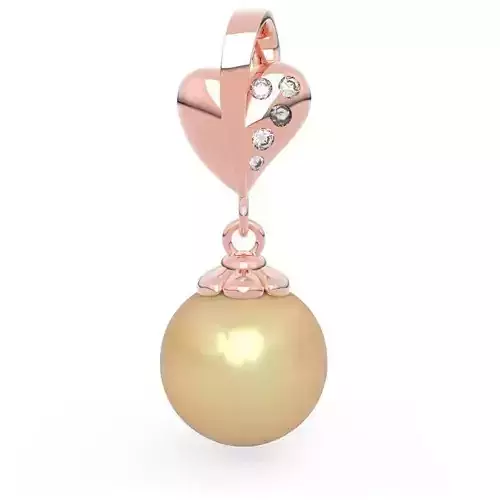 13mm Pearl Pendant 3D Model with Diamonds