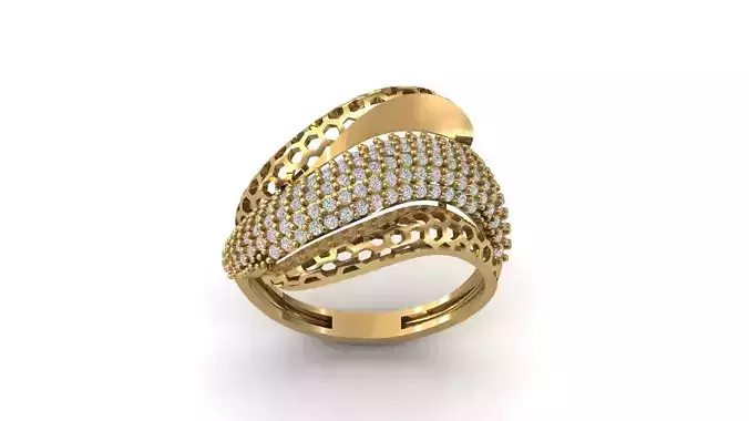 STL 3DM Print Ready Women Diamond Ring Lightweight Printable 