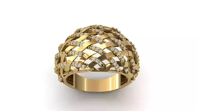 STL 3DM Print Ready Women Diamond Ring Lightweight Printable 