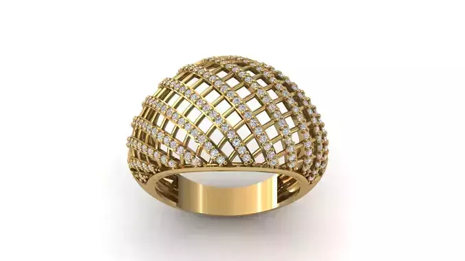 STL 3DM Print Ready Women Diamond Ring Lightweight Printable 