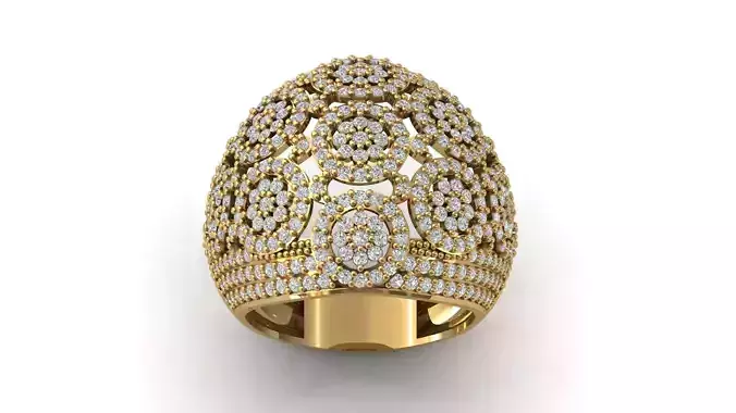 STL 3DM Print Ready Women Diamond Ring Lightweight Printable 