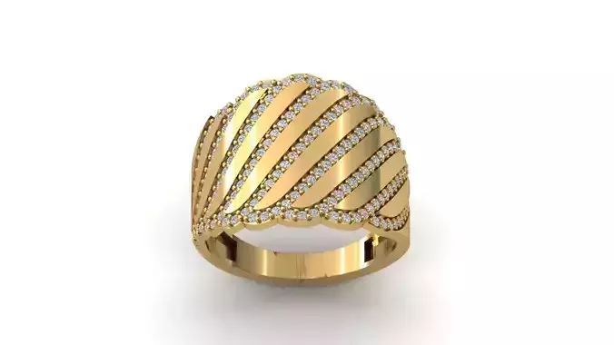 STL 3DM Print Ready Women Diamond Ring Lightweight Printable 