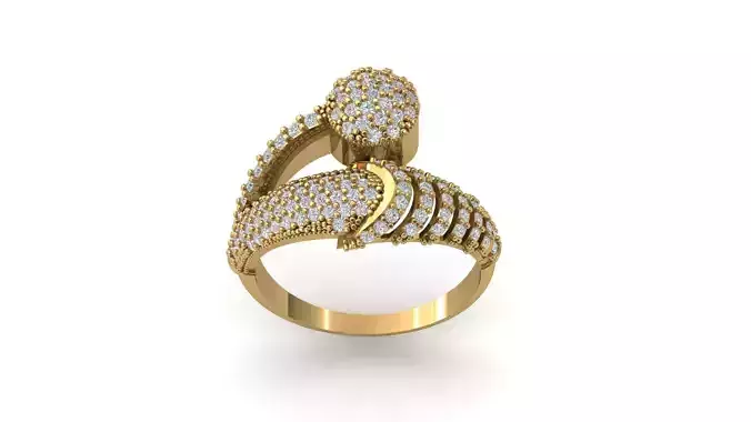 STL 3DM Print Ready Women Diamond Ring Lightweight Printable 