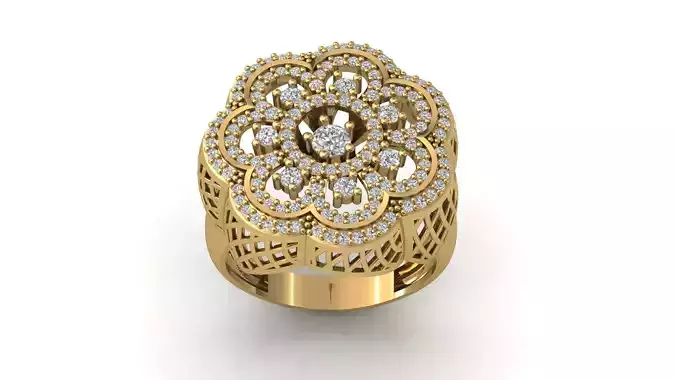 STL 3DM Print Ready Women Diamond Ring Lightweight Printable 