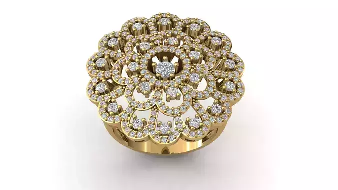 STL 3DM Print Ready Women Diamond Ring Lightweight Printable 