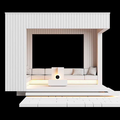 Modern pergola outdoor gazebo pavilion with furniture 3D model 7