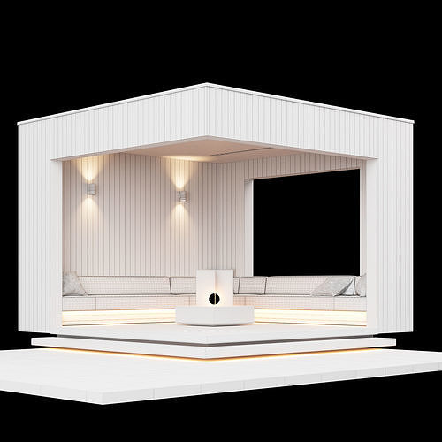 Modern pergola outdoor gazebo pavilion with furniture 3D model 2