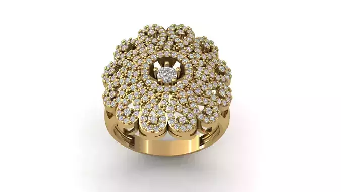 STL 3DM Print Ready Women Diamond Ring Lightweight Printable 