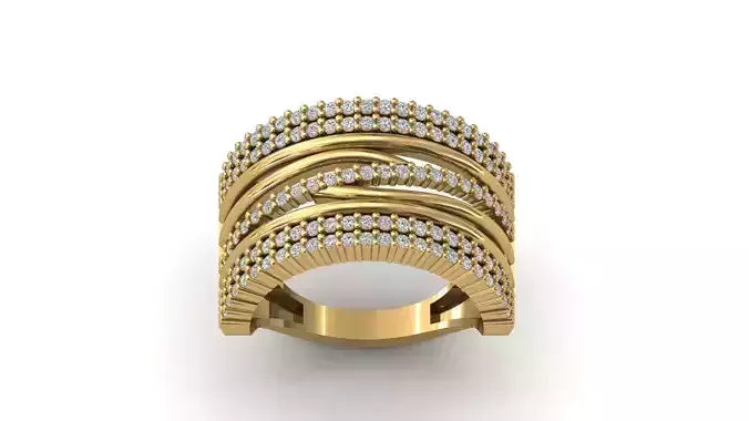 STL 3DM Print Ready Women Diamond Ring Lightweight Printable 