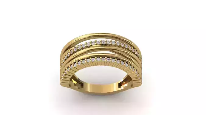 STL 3DM Print Ready Women Diamond Ring Lightweight Printable 