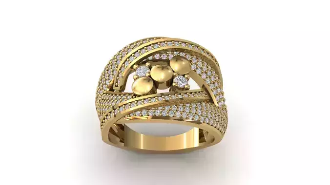 STL 3DM Print Ready Women Diamond Ring Lightweight Printable 