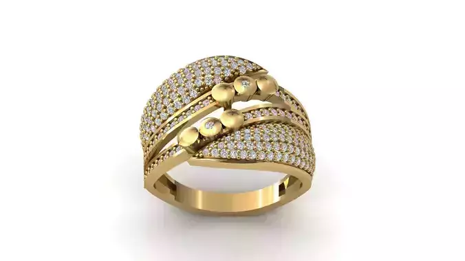 STL 3DM Print Ready Women Diamond Ring Lightweight Printable 