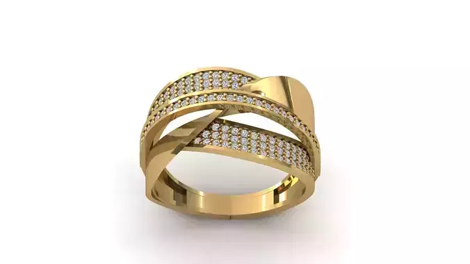 STL 3DM Print Ready Women Diamond Ring Lightweight Printable 