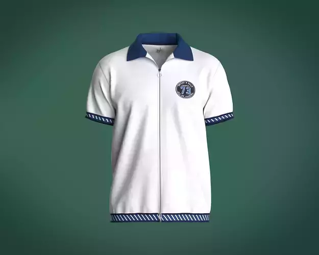 Mens casual full zip polo shirt