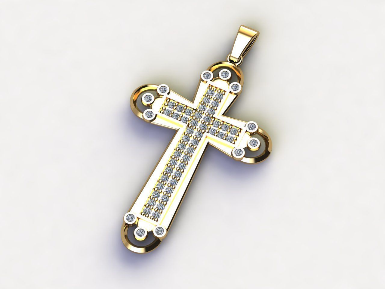 Cross Pendant Diamond Cross Necklace Vintage STL 3DM Printable  3D print model_7