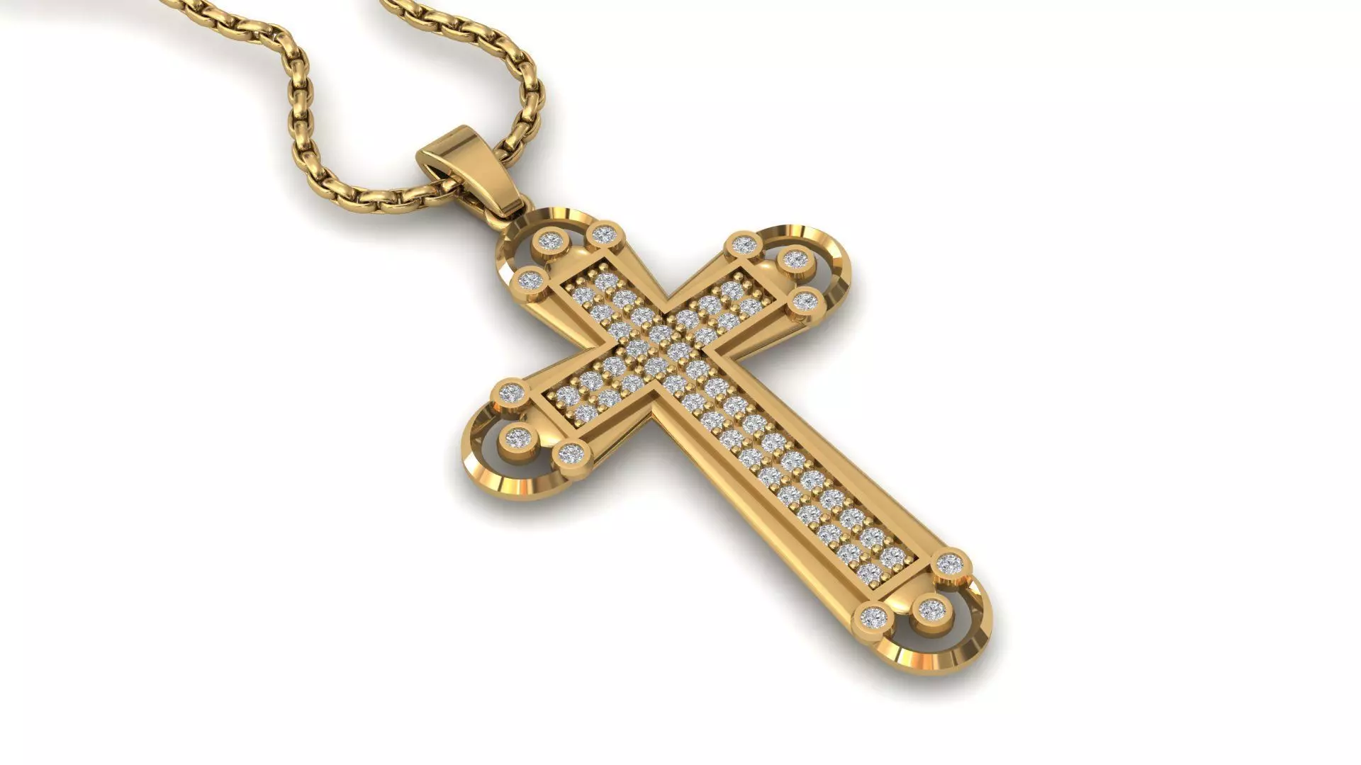 Cross Pendant Diamond Cross Necklace Vintage STL 3DM Printable  3D print model_0