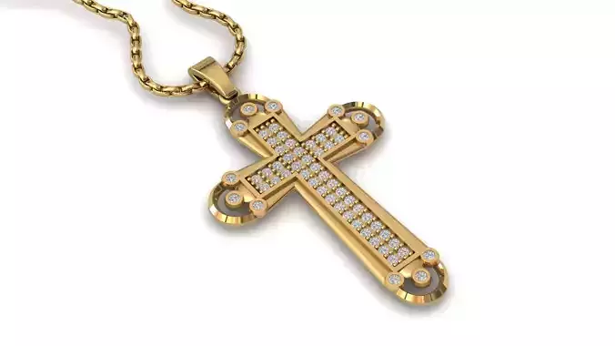 Cross Pendant Diamond Cross Necklace Vintage STL 3DM Printable  3D print model