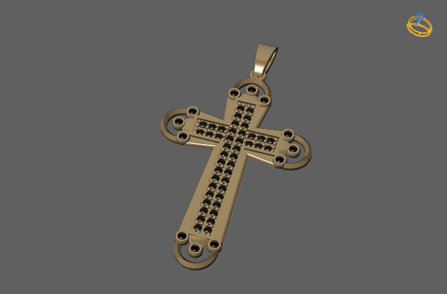 Cross Pendant Diamond Cross Necklace Vintage STL 3DM Printable  3D print model_1