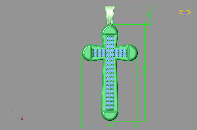 Cross Pendant Diamond Cross Necklace Vintage STL 3DM Printable  3D print model_3