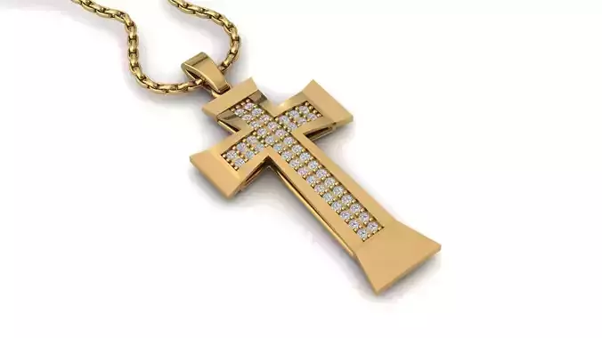 Cross Pendant Diamond Cross Necklace Vintage STL 3DM Printable 