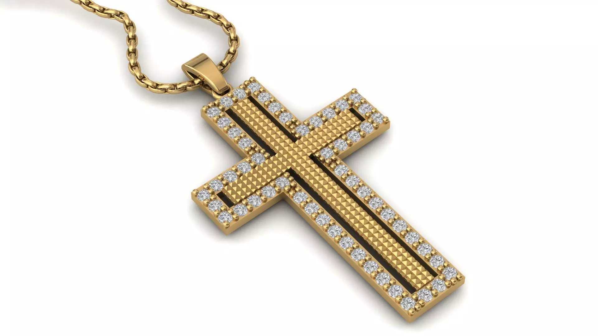 Cross Pendant Diamond Cross Necklace Vintage STL 3DM Printable  3D print model_0