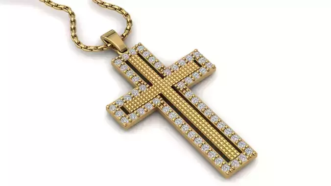 Cross Pendant Diamond Cross Necklace Vintage STL 3DM Printable  3D print model