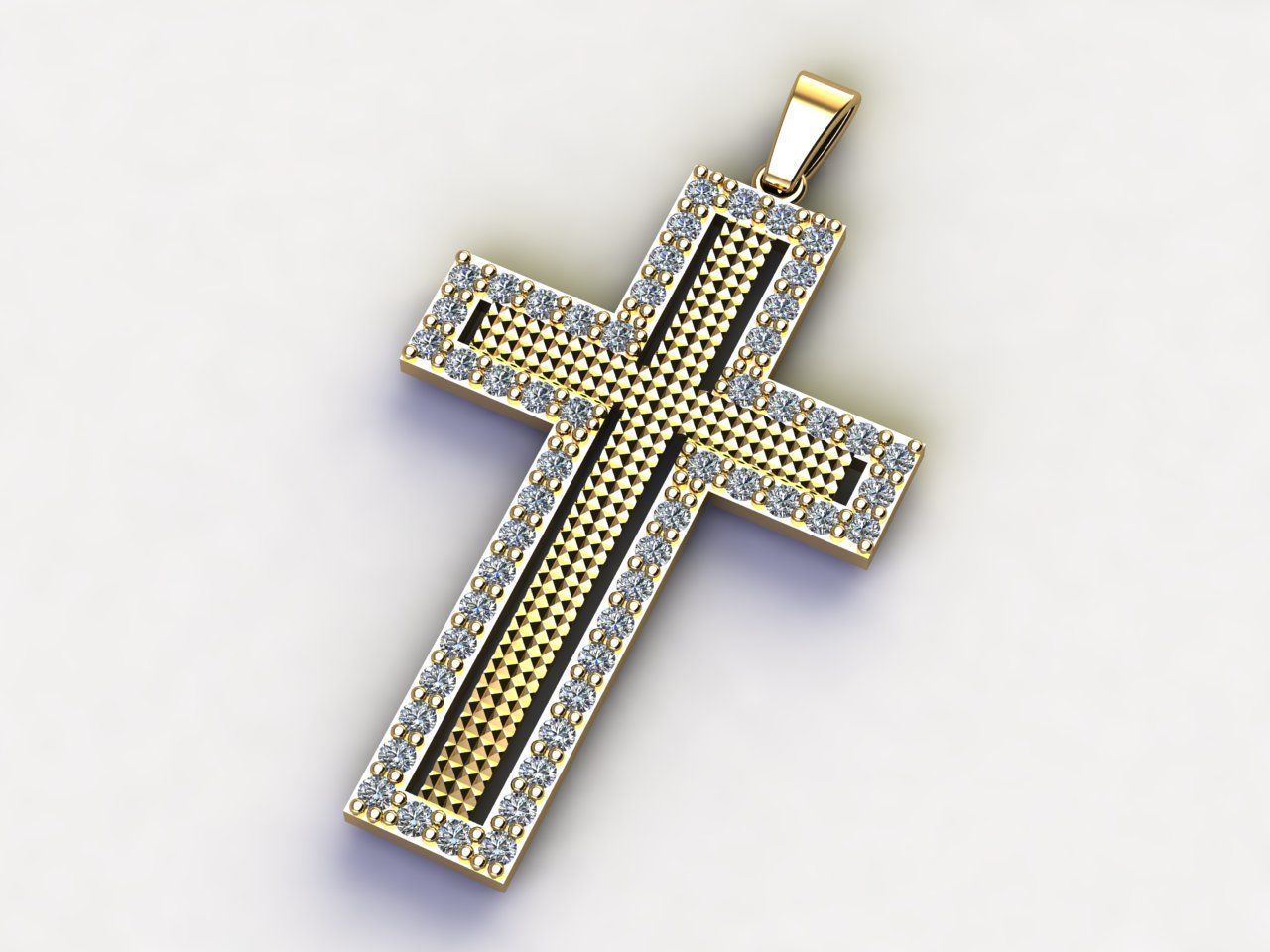 Cross Pendant Diamond Cross Necklace Vintage STL 3DM Printable  3D print model_7