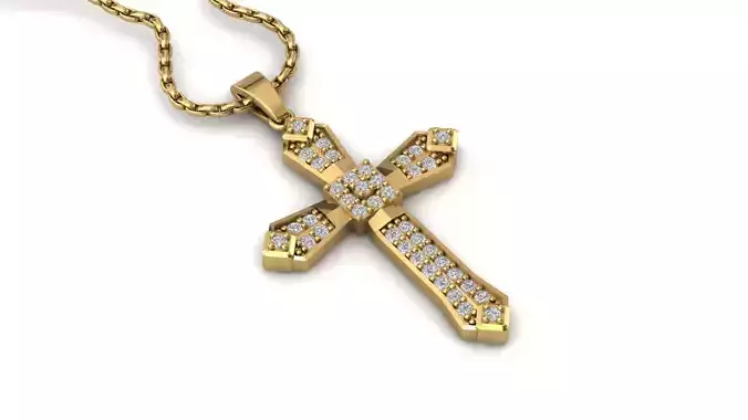 Cross Pendant Diamond Cross Necklace Vintage STL 3DM Printable 