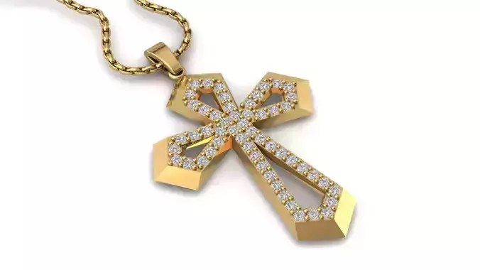 Cross Pendant Diamond Cross Necklace Vintage STL 3DM Printable 