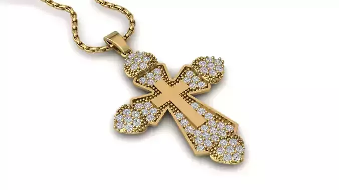 Cross Pendant Diamond Cross Necklace Vintage STL 3DM Printable 
