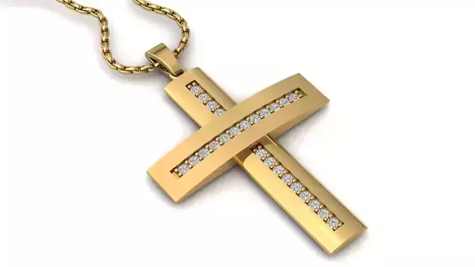 Cross Pendant Diamond Cross Necklace Vintage STL 3DM Printable 