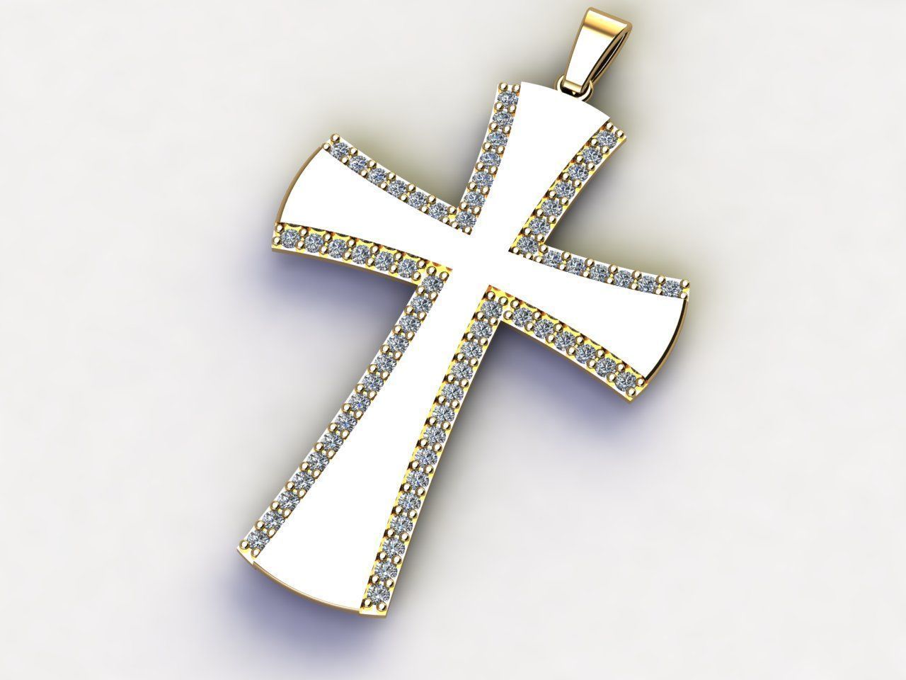 Cross Pendant Diamond Cross Necklace Vintage STL 3DM Printable  3D print model_7