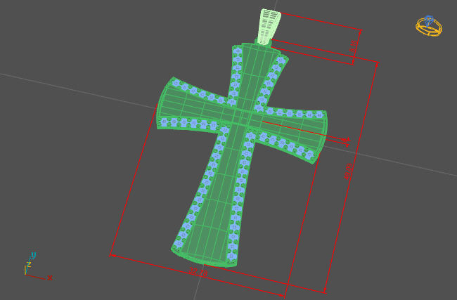 Cross Pendant Diamond Cross Necklace Vintage STL 3DM Printable  3D print model_2