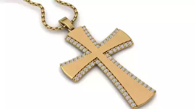 Cross Pendant Diamond Cross Necklace Vintage STL 3DM Printable  3D print model