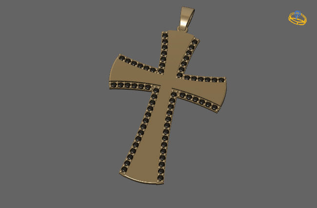 Cross Pendant Diamond Cross Necklace Vintage STL 3DM Printable  3D print model_1
